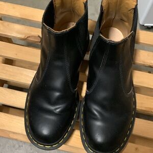 Black Leather Boots with Yellow Stitching
